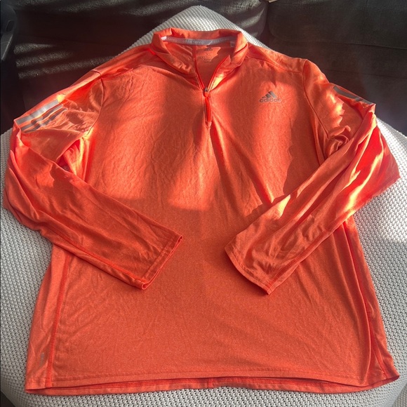 Adidas Men's Bright Orange 1/4 Zip Jacket - Picture 2 of 9
